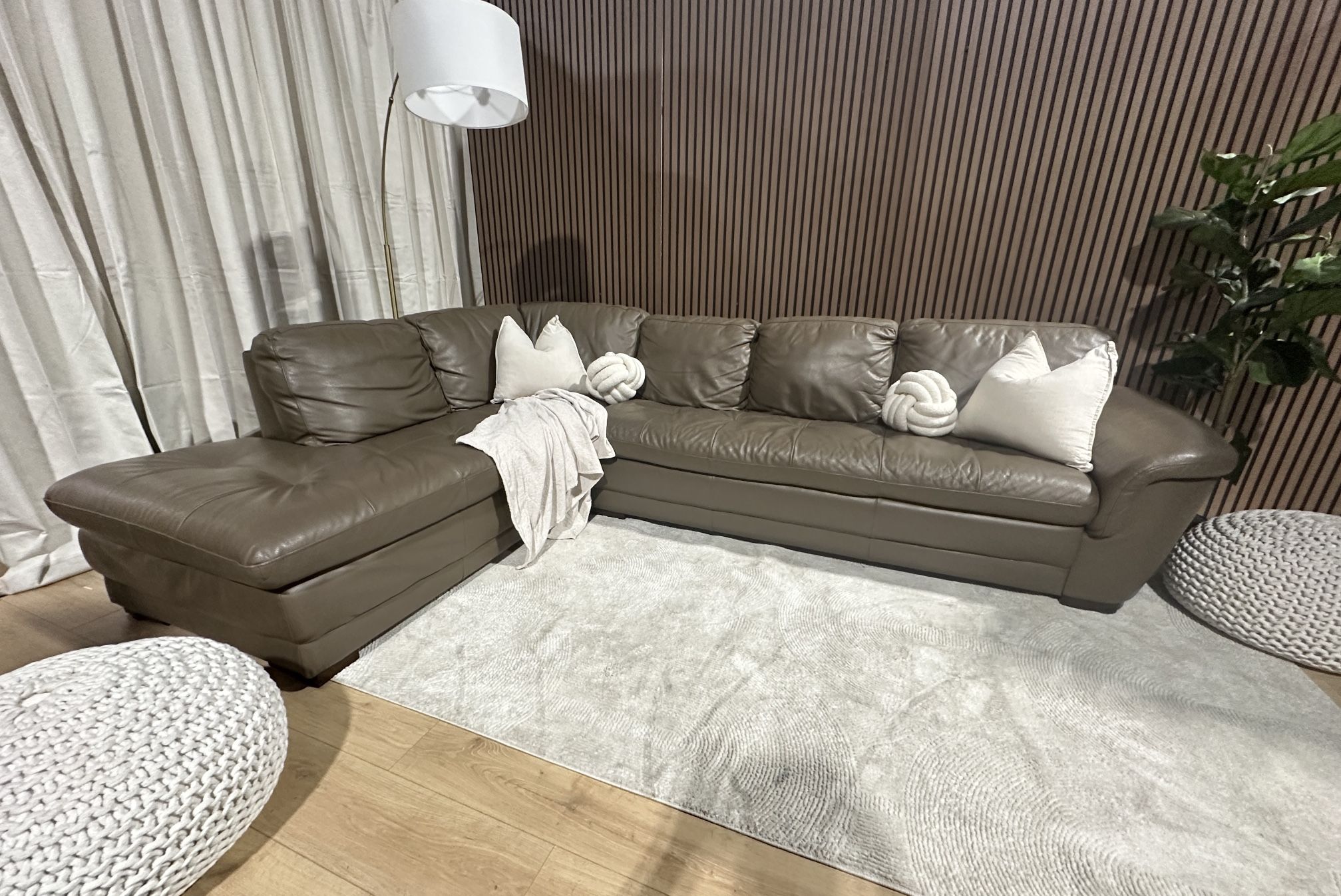 Raymour & Flanigan Leather Sectional 122” ($4,836.78) | Delivery Included
