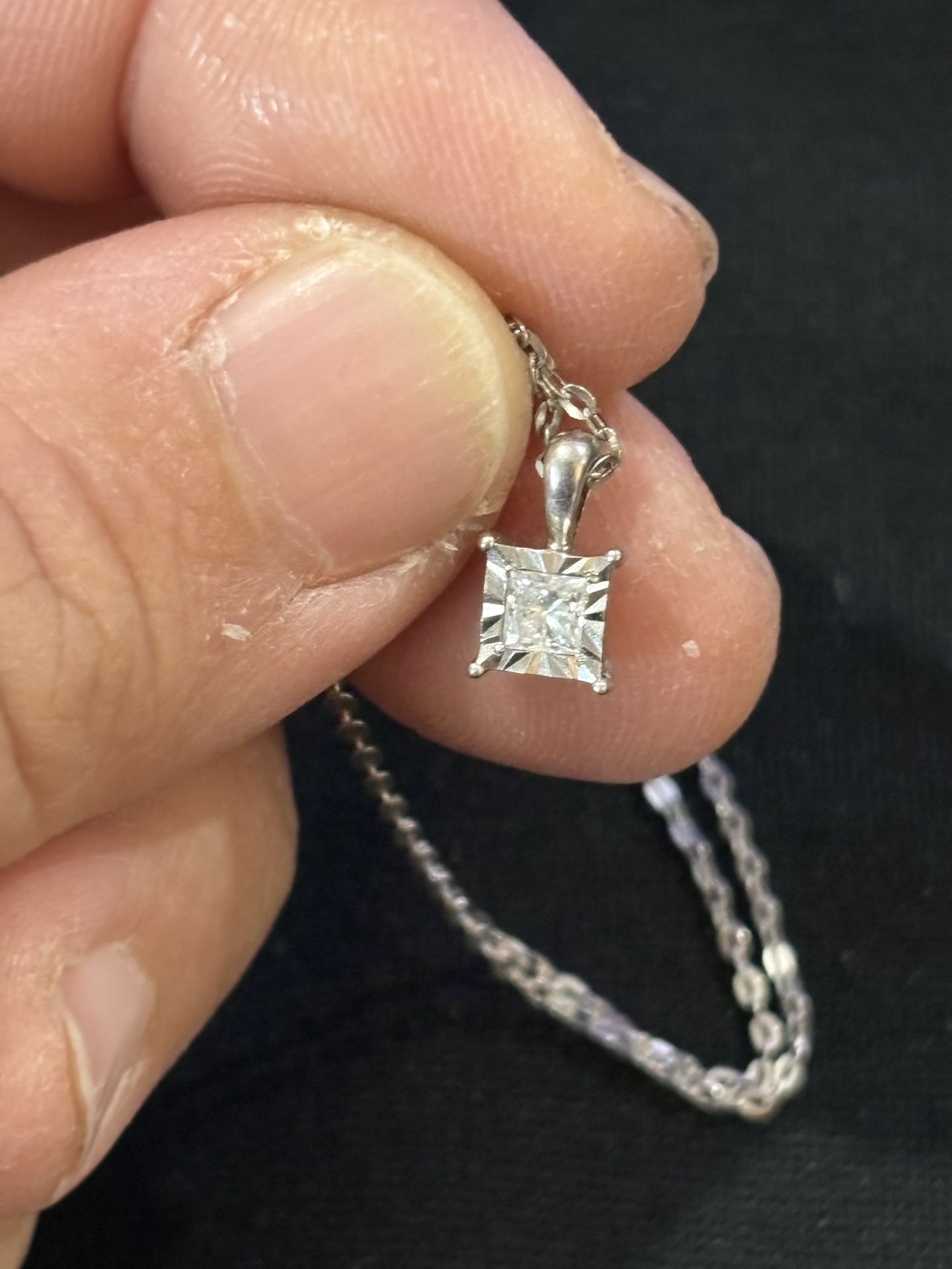 Princess Cut Diamond Necklace 