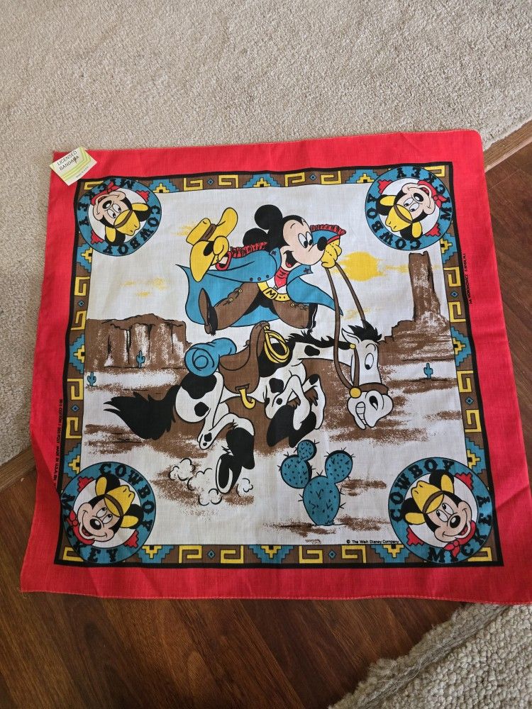 VINTAGE MICKEY MOUSE BANDANAS SET OF 3 NEW