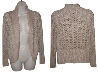ARDEN B.Taupe Beige Knit BOHO Open Shawl Front Jacket Cardigan Small S (M*)