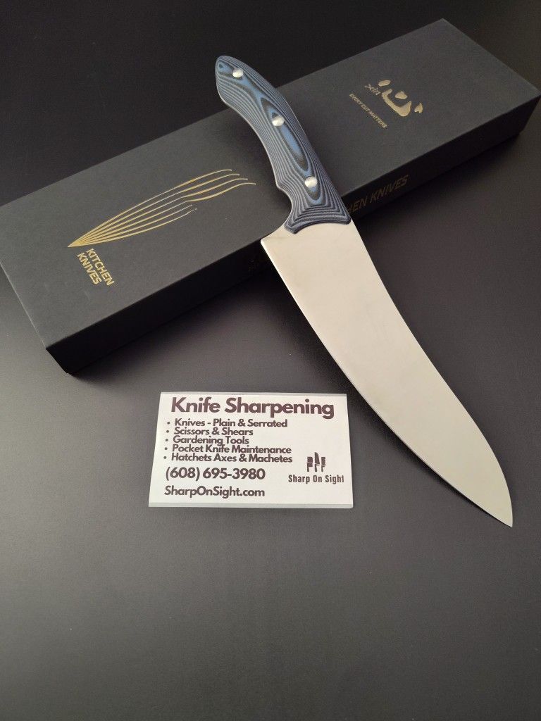 Xin 8" Chef's Knife - Blue G10 Handle Scales