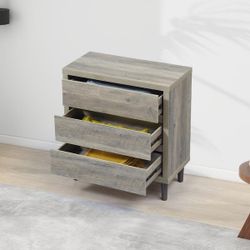 3 Drawer Grey Oak Storage Chest Dresser