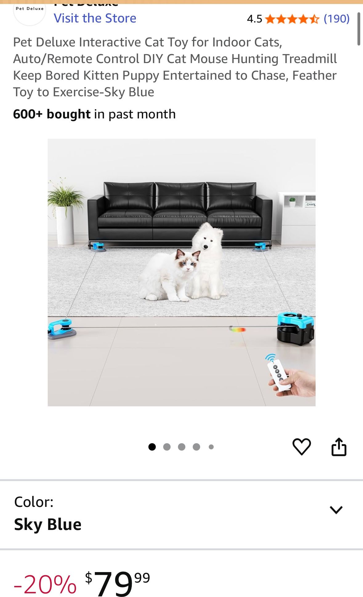 New! Pet Deluxe Interactive Cat Toy for Indoor Cats, Auto/Remote Control DIY Cat Mouse Hunting Treadmill Keep Bored Kitten Puppy Entertained to Chase,