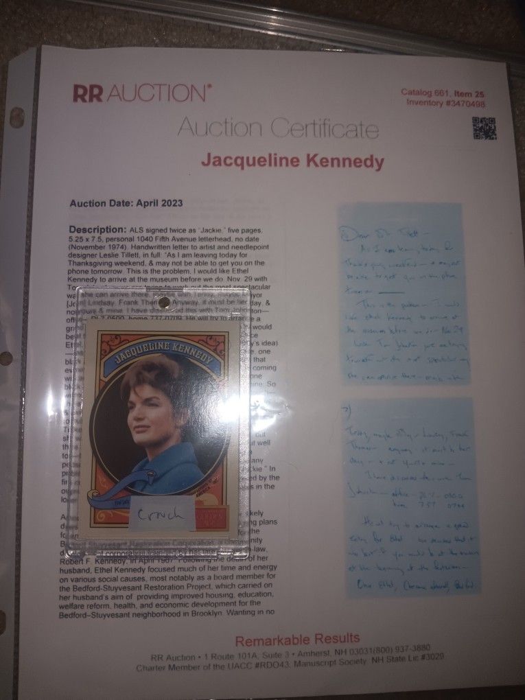 Jacqueline Kennedy Signed Word