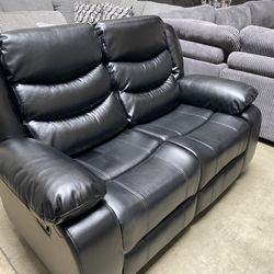 Black Manual Reclining Motion Love Seat pick up can deliver 