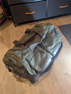 Waxed Canvas and Leather Duffle Bag - Olive Green, Synthetic Interior