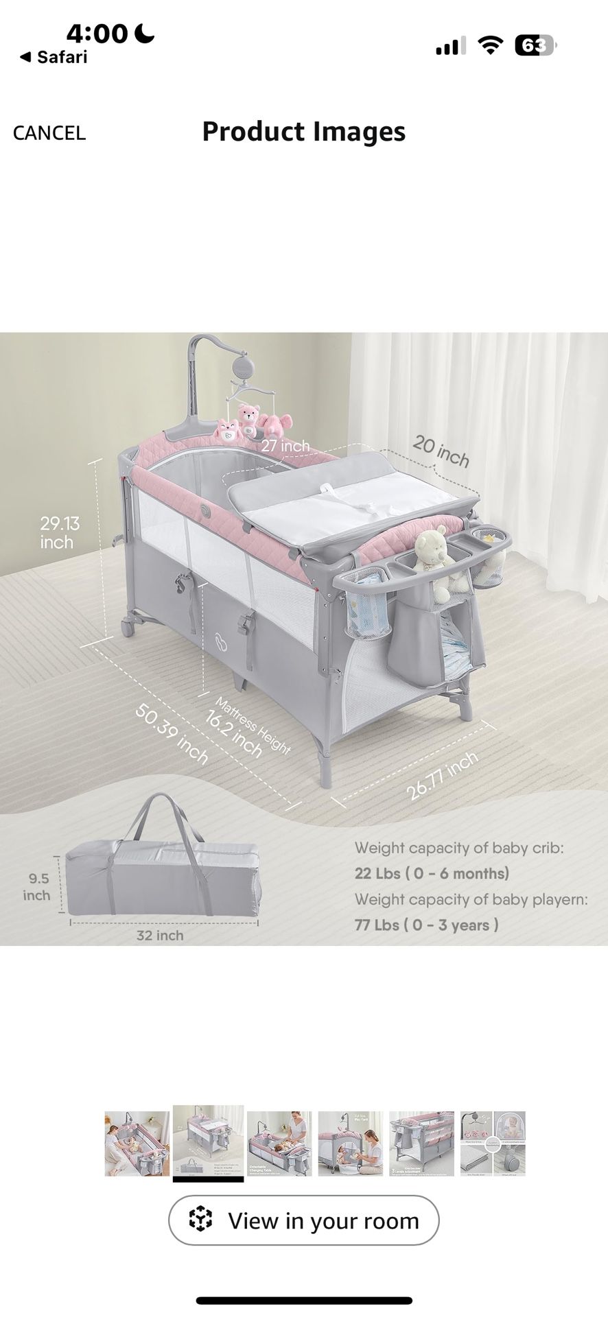 Bedside Playpen/bassinet And Changing Table