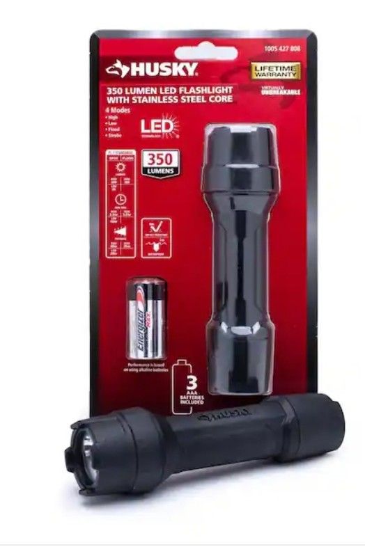 350 Lumens Tough Stainless Steel Core LED Flashlight

