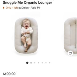 Snuggle Me Organic Infant Lounger Plus 2 Organic Covers In Gumdrop And Gray Color