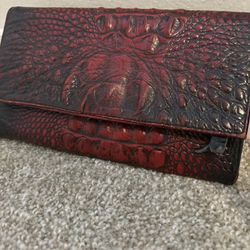 Freebird Red Croco Leather Wristlet, Oversized Wallet