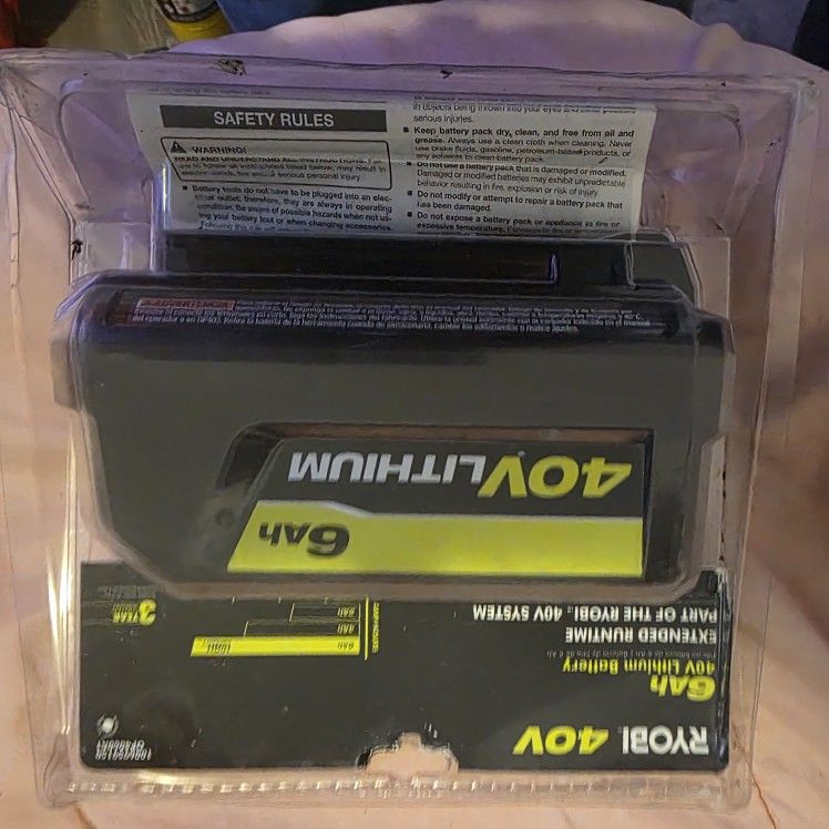 40v 6ah Ryobi Battery Unopened 