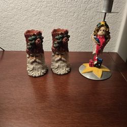 Santa Ceramic Candel Holders 
