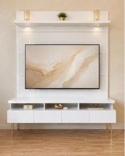 Modern White TV Entertainment Center