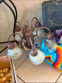 5 light bronze  colored 5 light chandelier