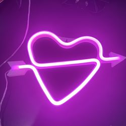Pink/White Heart Neon Light