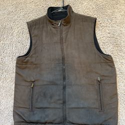 Men’s Johnston and Murphy Brown Padded Suede Vest Large