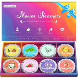 Brand New Shower Steamers Aromatherapy - POPCHOSE 8 Pack Gifts for Women, Mom, Men, Self Care Shower Bombs with Natural Essential Oil,