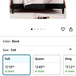 Black Nailhead Full Sized Bed Frame And Headboard 