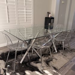 Glass Dining With Six Chairs 
