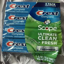 New Unopened Crest w/Scope toothpaste (4 from a 5-pack)