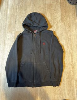 Vintage Baggy Cool Black Southpole Zip-Up Hoodie 