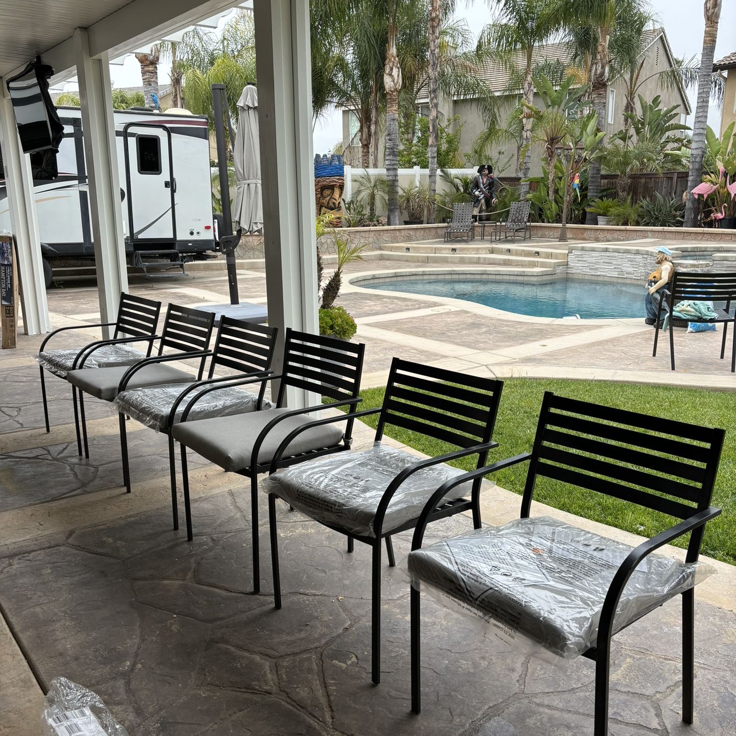 Patio Table and Chairs with Sunbrella Cushions Set 