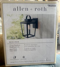 Allen + Roth Holliser 15-in Outdoor Wall Lantern