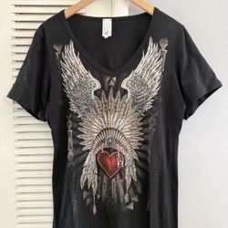 Vintage Y2K LIBERTY WEAR Wings Rider Rhinestone T-Shirt Women’s