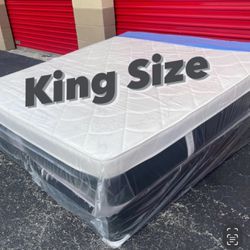 NEW Mattress King Size Plush Pillowtop With Box Spring // Offer  🚚