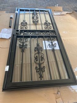 Grisham 36 in. × 80 in. 409 Series Spanish Lace Steel Black Prehung Security Door