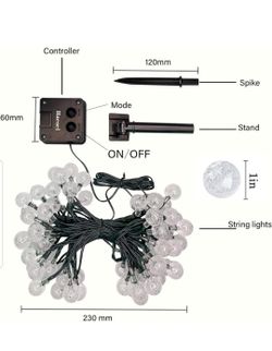 Solar String Lights Globe 33 Feet 56 Crystal Balls

