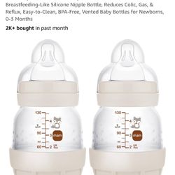 MAM Easy Start Anti-Colic Baby Bottles, Extra Slow Flow, Breastfeeding-Like Silicone Nipple Bottle