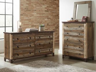 Set of 2 Industrial Wooden Bedroom Dressers