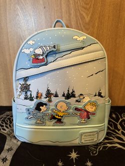 PEANUTS ICE SKATING MINI BACKPACK Loungefly Charlie Brown Snoopy Winter Bag 