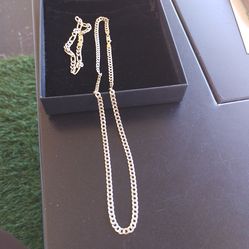 Chain and bracelet plated over silver