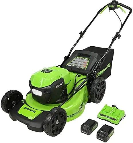 greenworks  21 brushless cordless self propelled lawn mower  dual 24v 48v system