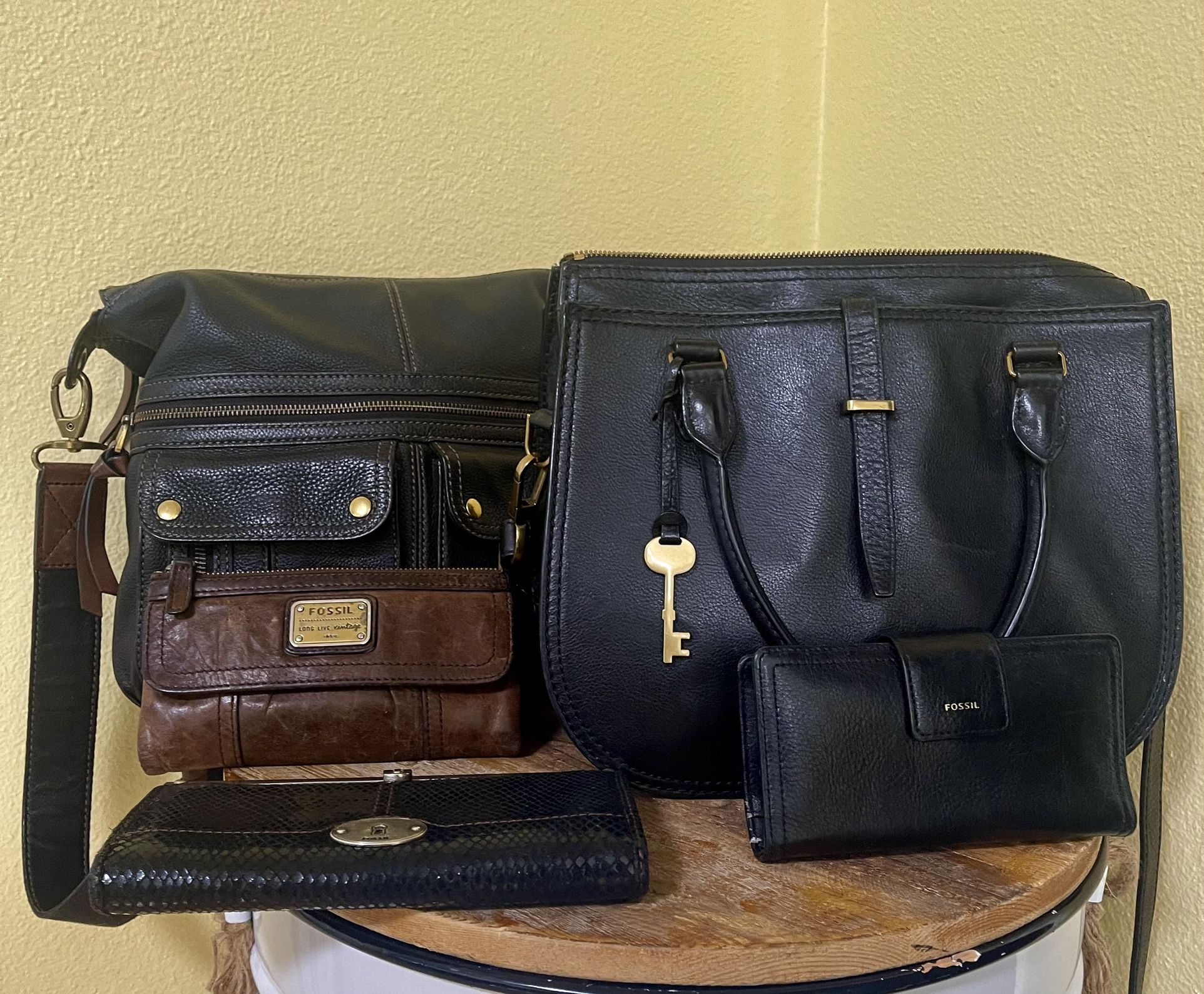Fossil Handbag Lot with Wallets Fossil Satchel