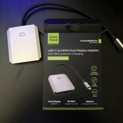 Minthouz USB C to Dual HDMI Adapter, USB c hub Dual 4K@60Hz Dual HDMI Output + 100W PD Power Delivery for MacBook Pro, Dell, HP, Surface, LG (MST is n