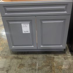 Grey Raised Panel Bathroom Vanity 36'' Wide