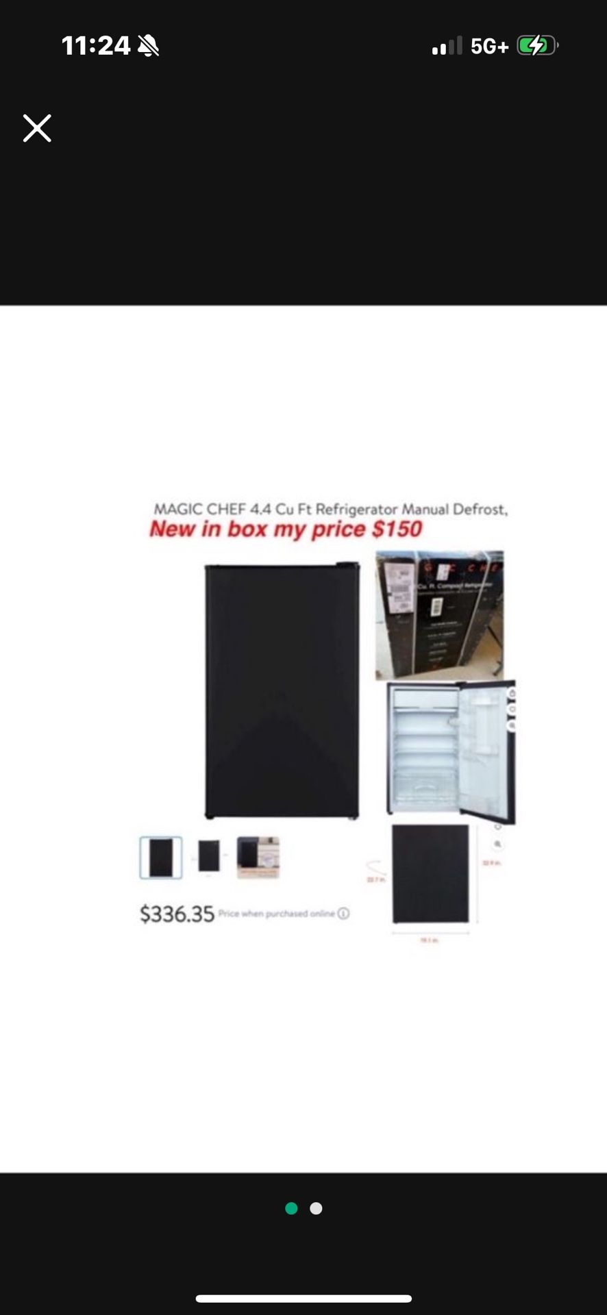 New MAGIC CHEF 4.4 Cu Ft Refrigerator Manual Defrost, E-Star $150 cash only East Palmdale