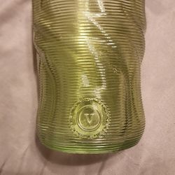 Twisted GREEN RIBBED VASE