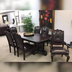 KIERA BROWN FORMAL DINING SET7-Piece (Table+6 Side Chairs)