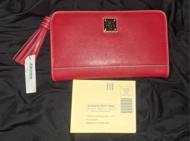 New, Dooney & Bourke Saffiano Folded Zip Wristlet