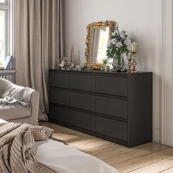 New Black Modern 9-Drawer Dresser Wood Chest of Drawers (see description)