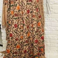 Medium Multi Colour Wool Shawl Embroidered With Flowers Pashmina Shawl 