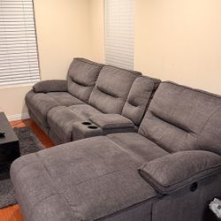 sectional couch - recliners - chaise - storage + usb chargers