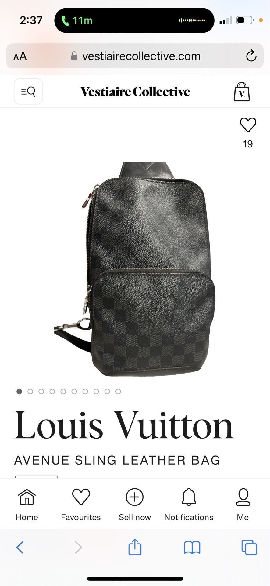 Authentic Louis Vuitton Avenue Sling Leather Bag