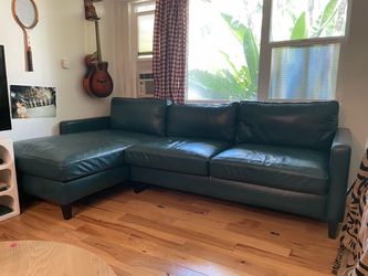 Dark Green/Teal Genuine Leather Sectional