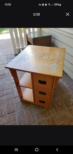 Wood side table with drawers