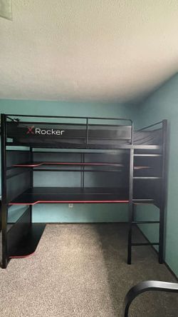 Loft Twin Bed w/ Mattress & Tv stand